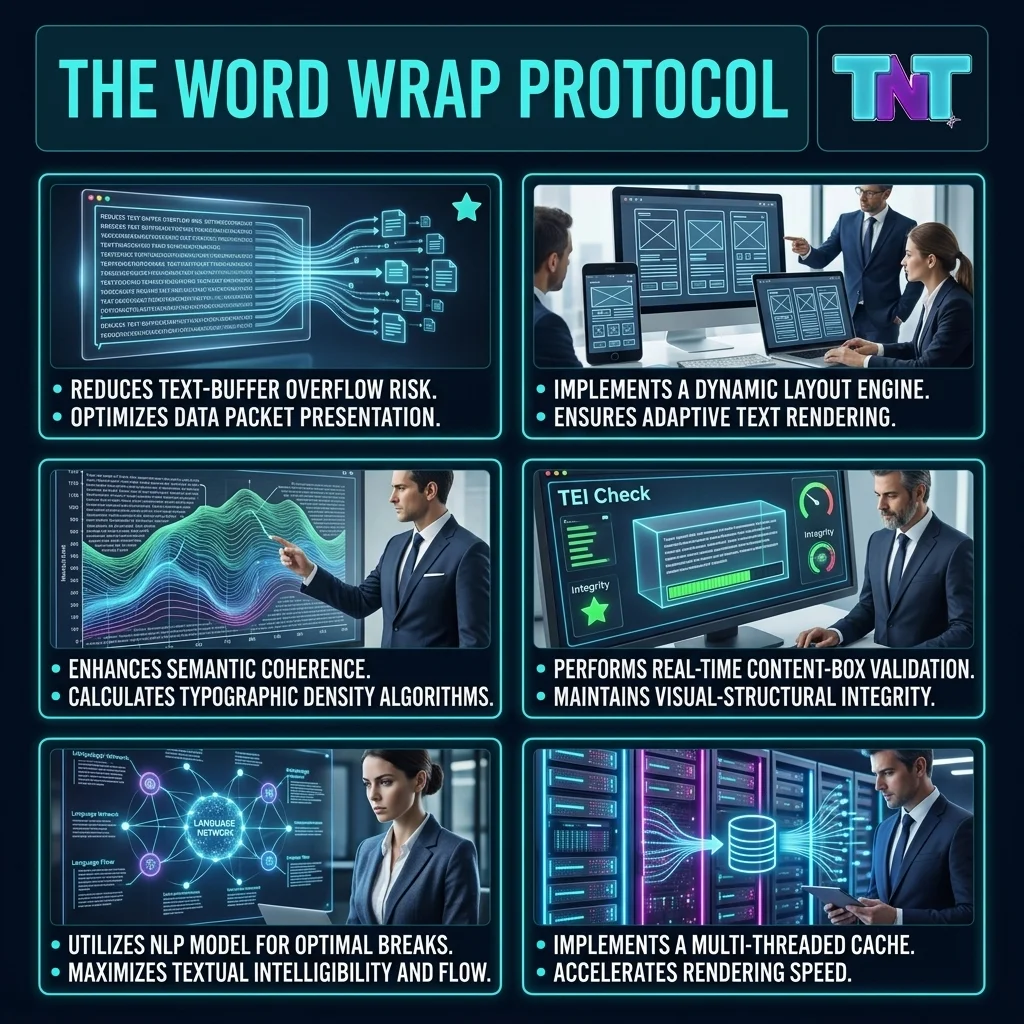 Comprehensive Infographic explaining the Word Wrap Tool, its functionality, and SEO benefits
