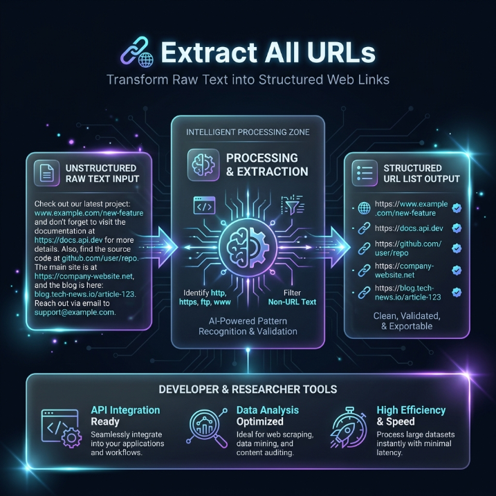 Extract URLs from Text - Free Online Link Extractor Tool Interface